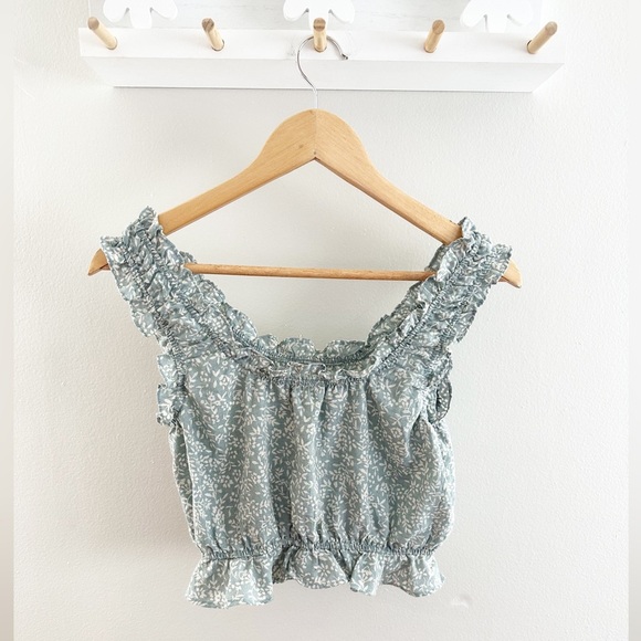 Storia Tops - Storia Crop Top Green Hunter Floral size small